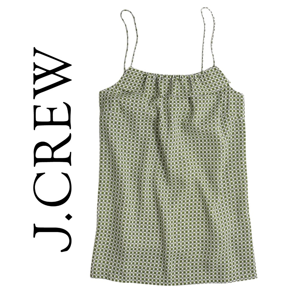 Excellent Condition J.Crew Geometric Print Sleeveless Ruffle Blouse Size 0